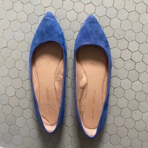 Blue Suede Pointed-Toe Flats